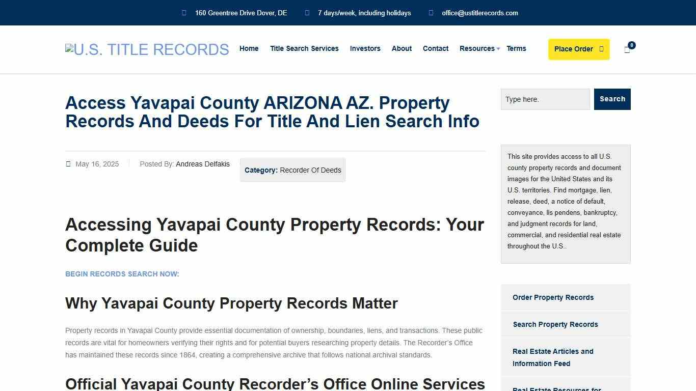 Access Yavapai County ARIZONA AZ. Property records Easily | U.S. Title Records
